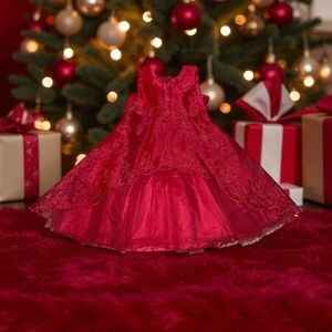 Elegant Red Holiday Dress Girls (6)